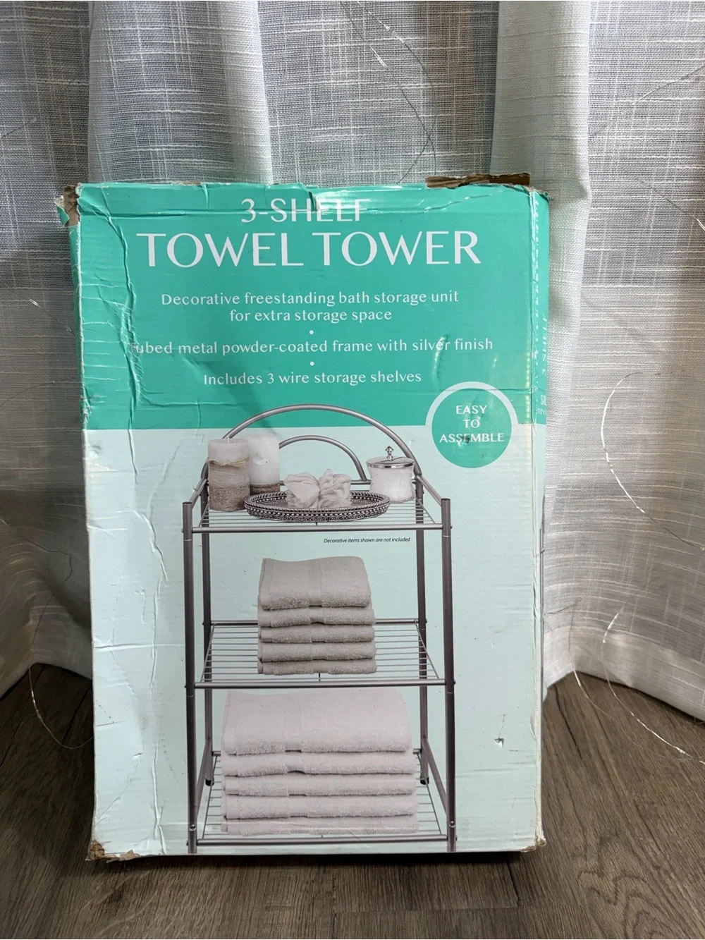 Silver Freestanding 3-Shelf Towel Tower Bath Storage Organizer